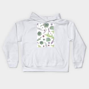 Cactus and Wreath Watercolor Pattern 1 Kids Hoodie